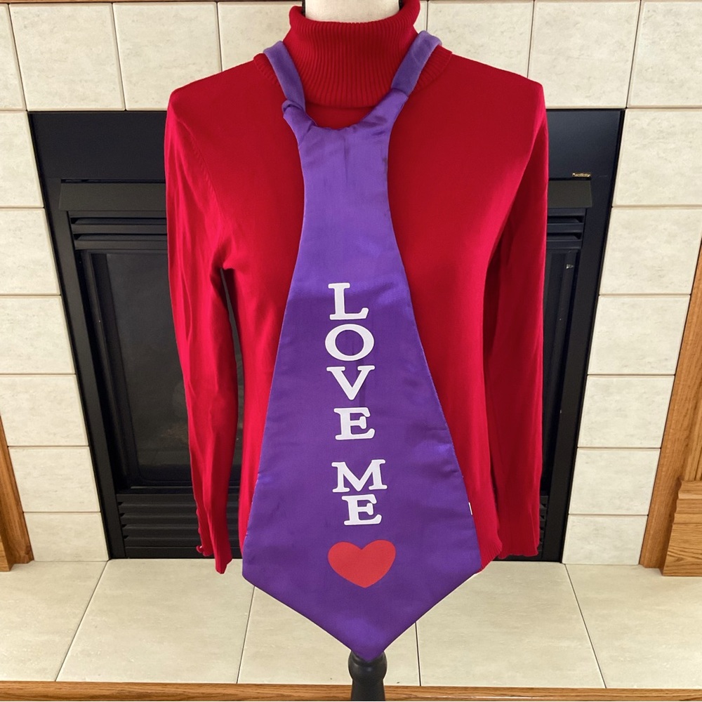 Love Me Satin Look Tie - Valentine Fun - Unisex